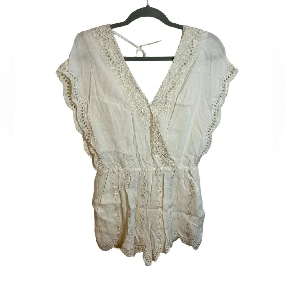 Sugarlips Cream Eyelet Romper